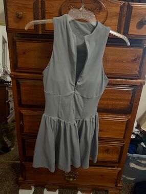 Sleeveless Light Gray Fit-and-Flare Dress
